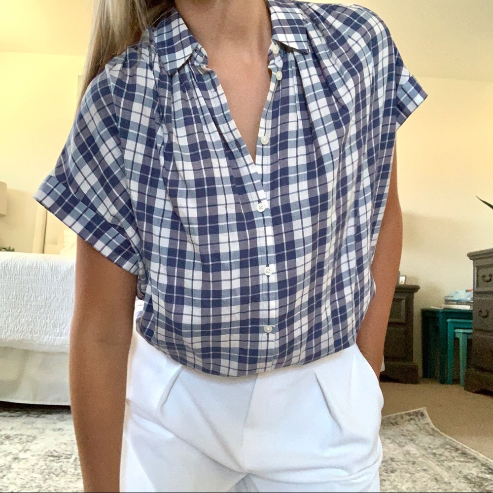Madewell Button Down Plaid Split Back